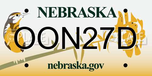 OON27D Nebraska License Plate