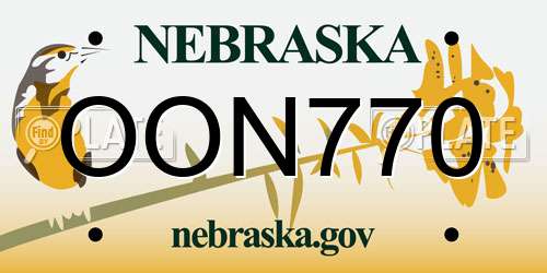 OON770 Nebraska License Plate
