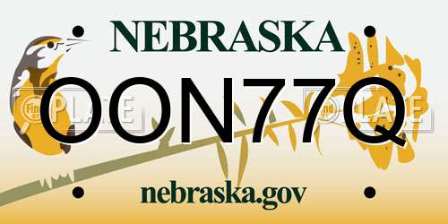 OON77Q Nebraska License Plate