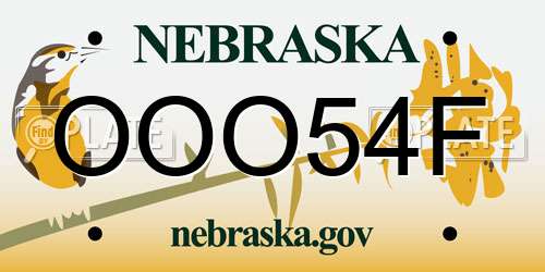 OOO54F Nebraska License Plate