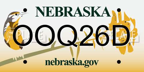 OOQ26D Nebraska License Plate