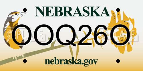OOQ26O Nebraska License Plate