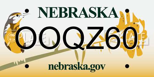 OOQZ60 Nebraska License Plate