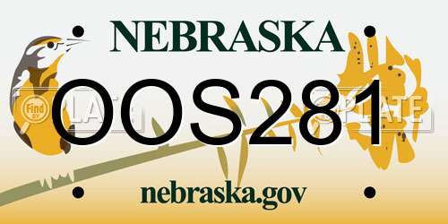 OOS281 Nebraska License Plate