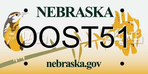 OOST51 Nebraska License Plate