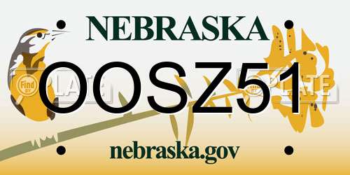 OOSZ51 Nebraska License Plate