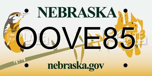 OOVE85 Nebraska License Plate