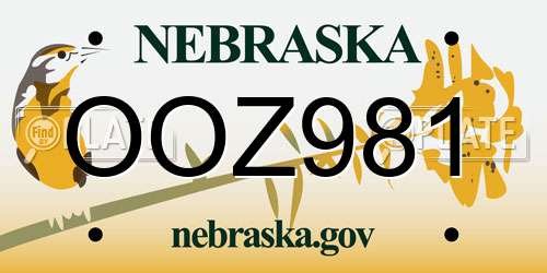OOZ981 Nebraska License Plate