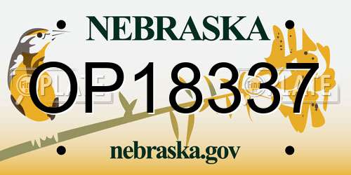 OP18337 Nebraska License Plate