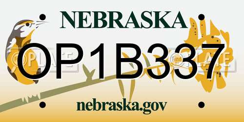 OP1B337 Nebraska License Plate