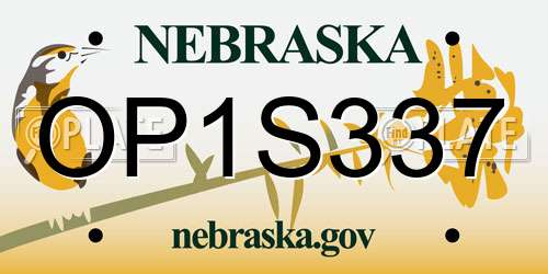 OP1S337 Nebraska License Plate