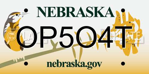 OP5O4T Nebraska License Plate