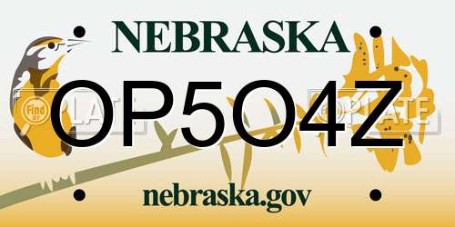 OP5O4Z Nebraska License Plate