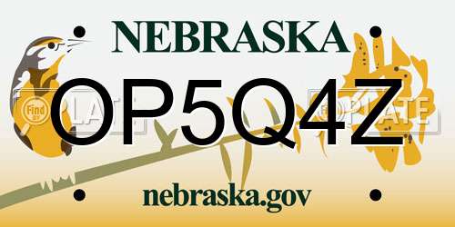 OP5Q4Z Nebraska License Plate