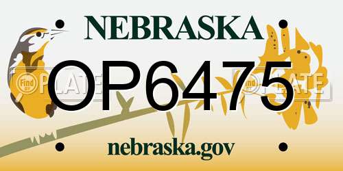 OP6475 Nebraska License Plate