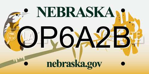 OP6A2B Nebraska License Plate