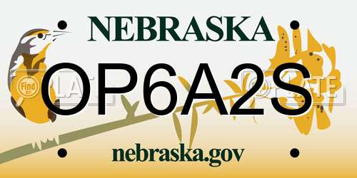 OP6A2S Nebraska License Plate