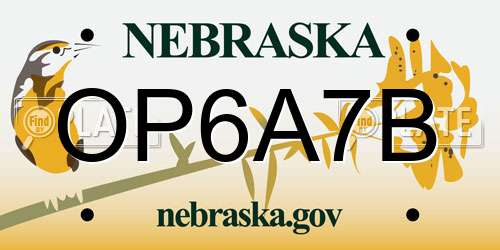 OP6A7B Nebraska License Plate