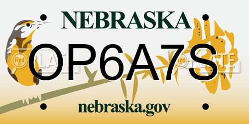 OP6A7S Nebraska License Plate