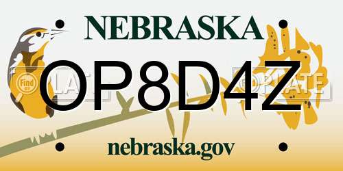 OP8D4Z Nebraska License Plate