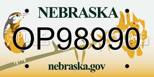 OP98990 Nebraska License Plate
