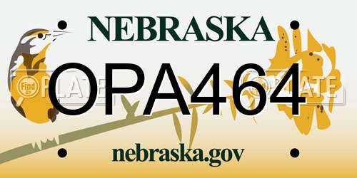 OPA464 Nebraska License Plate