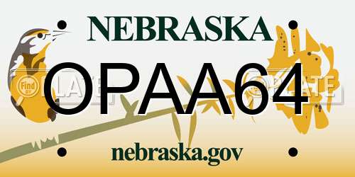 OPAA64 Nebraska License Plate