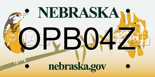 OPB04Z Nebraska License Plate