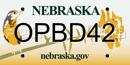 OPBD42 Nebraska License Plate