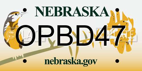 OPBD47 Nebraska License Plate