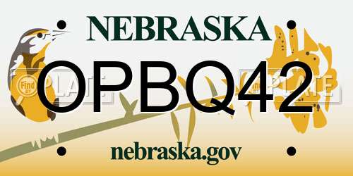 OPBQ42 Nebraska License Plate