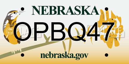 OPBQ47 Nebraska License Plate