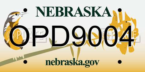 OPD9004 Nebraska License Plate