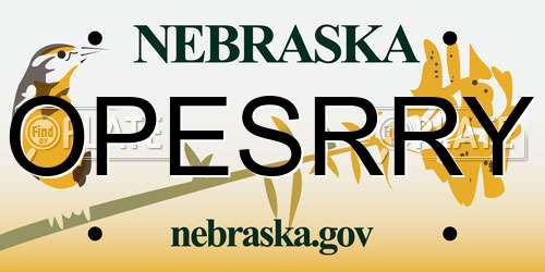 OPESRRY Nebraska License Plate