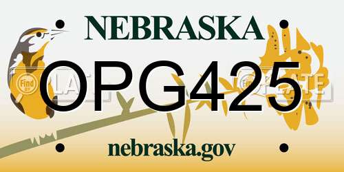OPG425 Nebraska License Plate