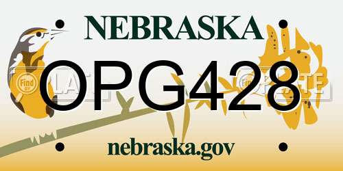OPG428 Nebraska License Plate