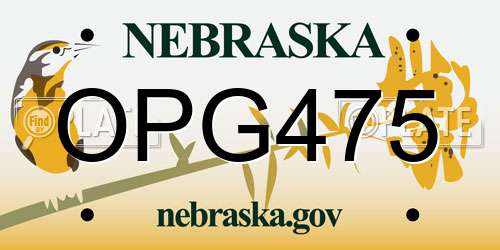 OPG475 Nebraska License Plate