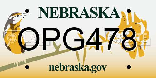 OPG478 Nebraska License Plate