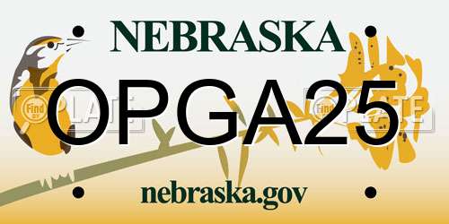 OPGA25 Nebraska License Plate