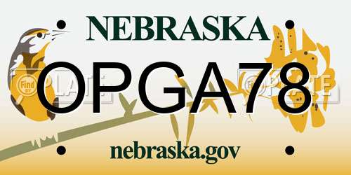 OPGA78 Nebraska License Plate