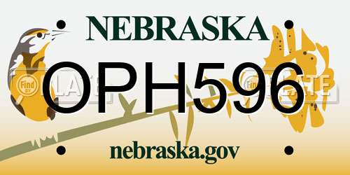 OPH596 Nebraska License Plate