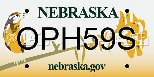 OPH59S Nebraska License Plate