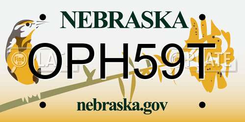 OPH59T Nebraska License Plate