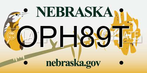 OPH89T Nebraska License Plate