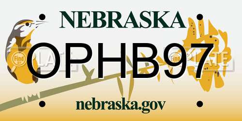 OPHB97 Nebraska License Plate