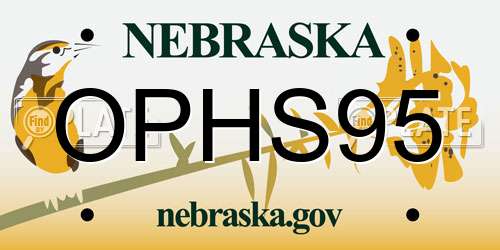 OPHS95 Nebraska License Plate