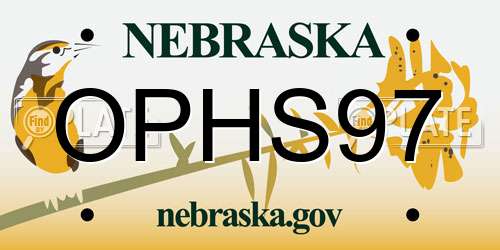 OPHS97 Nebraska License Plate