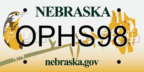 OPHS98 Nebraska License Plate