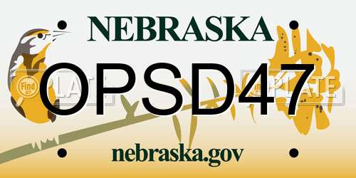 OPSD47 Nebraska License Plate