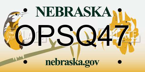OPSQ47 Nebraska License Plate